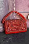 Shop_House of Webhin_Red Stones Embellished Flap Bag With Handle _at_Aza_Fashions