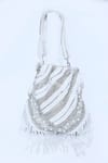 House of Webhin_White Pearls And Beads Embellished Potli Bag With Handle _Online_at_Aza_Fashions