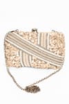 House of Webhin_White Pearl Shell Embellished Clutch _Online_at_Aza_Fashions