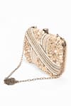 Buy_House of Webhin_White Pearl Shell Embellished Clutch _Online_at_Aza_Fashions