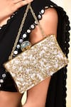 Buy_House of Webhin_Gold Mother Of Pearl Leaf Pattern Clutch 