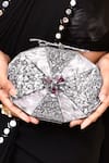 House of Webhin_Silver Mother Of Pearl Embellished Clutch _at_Aza_Fashions