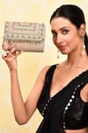 House of Webhin_Beige Stone Kundan Embellished Clutch _at_Aza_Fashions