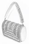 Buy_House of Webhin_White Rhinestone Embellished Flap Clutch Bag _Online_at_Aza_Fashions