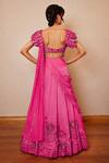 Shop_Label RSD_Pink Lehenga Saree Satin Organza And Crepe Hand Pre-draped With Blouse _at_Aza_Fashions