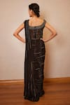 Shop_Label RSD_Black Mesh Hand Embroidered Sequins Off Shoulder Saree Gown _at_Aza_Fashions