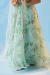 Buy_Label RSD_Green Cape And Skirt Organza Hand Embroidered Sequins Sweetheart Set _Online_at_Aza_Fashions