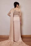 Shop Label Rsd Pink Bodice Mesh Embellished Bugle Beads Asymmetric Sequin Draped Saree Gown at Aza Fashions Shop_Label Rsd_Pink Bodice Mesh Embellished Bugle Beads Asymmetric Sequin Draped Saree Gown_at_Aza_Fashions