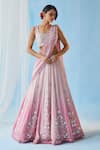 Buy_Label RSD_Pink Lehenga And Drape Georgette Embellished Pearls Floral Saree With Blouse _at_Aza_Fashions