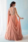 Shop_Label RSD_Pink Bodice Mesh Embellished Pearls Round Floral Saree Gown _at_Aza_Fashions