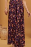 Buy_Neha Khullar_Purple Viscose Chinon Print Floral Bloom Cape Draped Skirt Set  _Online_at_Aza_Fashions