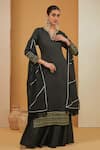 Buy_Neha Khullar_Black Chanderi Silk Placement Hand Embroidery Zari Kurta Sharara Set _at_Aza_Fashions