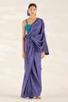 Buy_Ilk_Purple Saree Silk Printed Heart Lune Pre-draped With Blouse  _at_Aza_Fashions