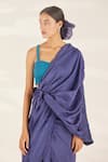 Ilk_Purple Saree Silk Printed Heart Lune Pre-draped With Blouse  _Online_at_Aza_Fashions