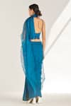 Shop_Ilk_Blue Saree Silk Organza Embroidery Polka Heather With Bralette  _at_Aza_Fashions