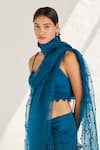 Ilk_Blue Saree Silk Organza Embroidery Polka Heather With Bralette  _Online_at_Aza_Fashions