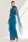 Buy_Ilk_Blue Saree Silk Organza Embroidery Polka Heather With Bralette  _Online_at_Aza_Fashions