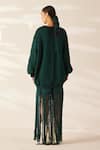 Shop_Ilk_Green Cotton Satin Plain Round Abbey Smocked Sweatshirt And Skirt Set  _at_Aza_Fashions