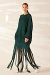 Buy_Ilk_Green Cotton Satin Plain Round Abbey Smocked Sweatshirt And Skirt Set  _Online_at_Aza_Fashions