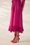 Buy_Ilk_Pink Silk Plain Scoop Neck Dress With Smocked Belt  _Online_at_Aza_Fashions