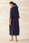 Shop_Ilk_Purple Silk Crepe Embroidered Thread Peer Cluster Layered Dress  _at_Aza_Fashions