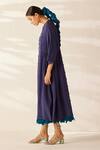 Shop_Ilk_Purple Silk Crepe Embroidered Thread Peer Cluster Layered Dress  _Online_at_Aza_Fashions