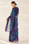 Shop_Ilk_Purple Silk Chanderi Embroidered Bead Lapis Star Saree With Blouse  _at_Aza_Fashions