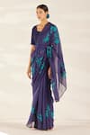 Ilk_Purple Silk Chanderi Embroidered Bead Lapis Star Saree With Blouse  _Online_at_Aza_Fashions