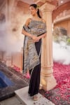 Buy_Kaaisha by Shalini_Black Imported Foil Lycra Embellished Cutdana Swarovski Saree With Blouse _at_Aza_Fashions