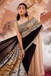 Buy_Kaaisha by Shalini_Black Imported Foil Lycra Embellished Cutdana Swarovski Saree With Blouse _Online_at_Aza_Fashions