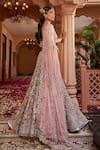 Buy_Kaaisha by Shalini_Pink Organza Embellished Sequin Sweetheart Neck Swarovski Bridal Lehenga Set _Online_at_Aza_Fashions