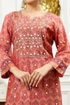 Buy_Sheeshakari_Pink Silk Embroidered Resham Notched Floral Paisley Pattern Kurta Pant Set _Online_at_Aza_Fashions