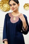 Buy_Sheeshakari_Blue Silk Embellished Mirrorwork Teardrop Border Kurta With Pant _Online_at_Aza_Fashions