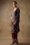 Buy_Sheeshakari_Black Velvet And Silk Embroidered Gota Mirrorwork Paisley Pattern Kurta Pant Set _Online_at_Aza_Fashions