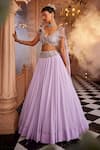 Buy_Kaaisha by Shalini_Purple Italian Georgette/ Silk Hand Flared Lehenga With Structured Draped Blouse _at_Aza_Fashions