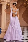 Shop_Kaaisha by Shalini_Purple Italian Georgette/ Silk Hand Flared Lehenga With Structured Draped Blouse _at_Aza_Fashions