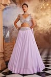 Kaaisha by Shalini_Purple Italian Georgette/ Silk Hand Flared Lehenga With Structured Draped Blouse _Online_at_Aza_Fashions