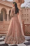 Shop_Kaaisha by Shalini_Beige Embroidered Dabka Sweetheart Floral Anarkali Skirt Set _at_Aza_Fashions