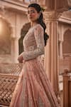 Kaaisha by Shalini_Beige Embroidered Dabka Sweetheart Floral Anarkali Skirt Set _Online_at_Aza_Fashions