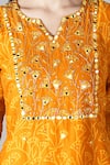 Buy_Sheeshakari_Yellow Silk Embroidered Mirror Notched Embellished Kurta Pant Set 