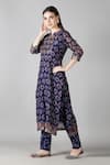 Shop_Sheeshakari_Purple Silk Embroidered Mirror Notched Poppy Floral Pattern Kurta Pant Set _Online_at_Aza_Fashions