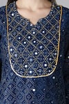 Sheeshakari_Blue Silk Embroidered Mirror Notched Zari And Work Kurta Pant Set _at_Aza_Fashions