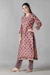 Buy_Sheeshakari_Pink Silk Embroidered Mirror Notched Leaf Pattern Kurta Pant Set _Online_at_Aza_Fashions