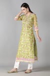 Buy_Sheeshakari_Green Silk Embroidered Mirror Notched Floral Pattern Kurta Pant Set _Online_at_Aza_Fashions