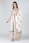 Buy_Sheeshakari_White Silk Embroidered Mirror Notched And Resham Kurta Pant Set 