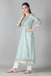 Buy_Sheeshakari_Blue Silk Embroidered Mirror Notched Kurta Pant Set _Online_at_Aza_Fashions