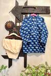 Buy_Rage Attire-Sweta Saria_Blue Cotton Embroidery Elephant Print Kurta With Pyjama _at_Aza_Fashions