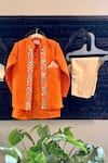 Buy Rage Attire-Sweta Saria Orange Silk Mirrors Work Sherwani And Pant Set at Aza Fashions Buy_Rage Attire-Sweta Saria_Orange Silk Mirrors Work Sherwani And Pant Set _at_Aza_Fashions