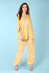 Buy_Sajeda A Lehry_Yellow Crepe Embroidery Collared Athena Printed Shirt And Pant Set _at_Aza_Fashions
