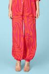 Buy_Sajeda A Lehry_Orange Crepe Printed And Hand Embroidered Wavy Stripe Athena Shirt & Pant Set _Online_at_Aza_Fashions